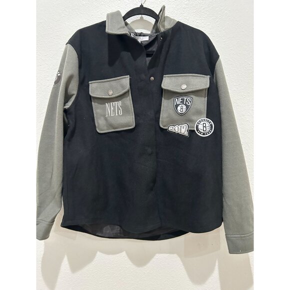 NWT Wear by Erin Andrews Size L Flannel Shacket Brooklyn Nets - Picture 1 of 4